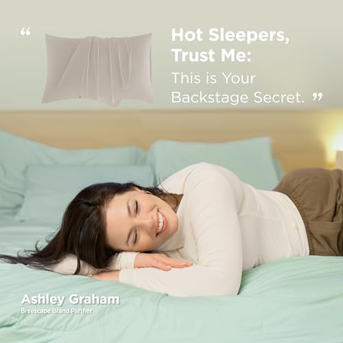 Breescape Cooling Pillow Cases King Size Set of 2, BlendTek™ Cooling Technology for Hot Sleepers & Night Sweats, Silky Soft Cool Pillowcases for Hair & Skin Care, 20" x 36", Beige - Image 5