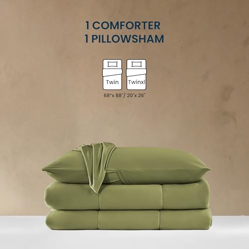 SLEEP ZONE 3 Pieces Jersey Knit Bedding Sets with 1 Comforter and 2 Pillow Shams, Soft and Breathable Comforter Set with Women, Men, Adults, Washable (Green, Full) - Image 5