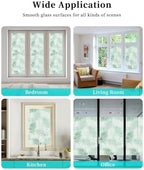 Window Privacy Film Frosted, Light Green Botanical Reusable Static Cling Window Tints, Summer Palm Leaves Foliage Tropical Heat Control Windows Films for Offices, Balcony, 29.5 x 118 Inches - Image 7