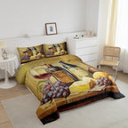 Feelyou Vintage Wine Bedding Set Kids Wine Glass Comforter Set Retro Brand - Image 2