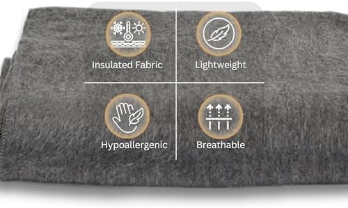 Alpaca Wool Throw Blanket | Warm, Ultra-Soft, Breathable, Non-Itchy Blanket-Throw | Hypoallergenic and Beautiful Fabric (Gray) - Image 4