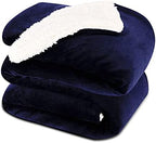 NANPIPER King Size Sherpa Blanket, Soft Fleece Throw for Bed, Reversible Thick Fuzzy Blanket for Winter (Navy Blue, 90x108 inches) by NANPIPER