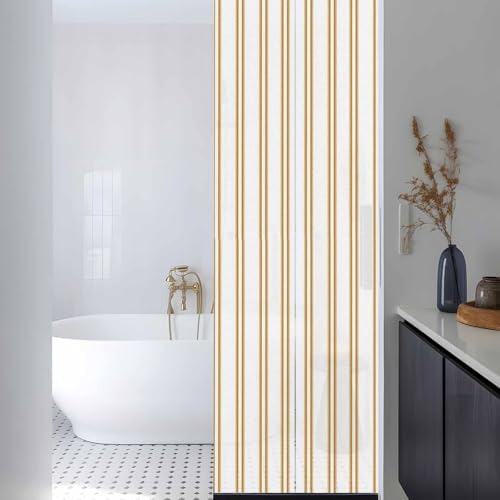 Window Privacy Film Frosted, Yellow Stripes Reusable Static Cling Window Tints, Modern Minimalist Vertical Lines Heat Control Windows Films for Offices, Balcony, 29.5 x 118 Inches - Image 3