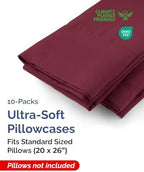 Standard Pillow Cases - 10 Pack Pillowcase Covers - 20" x 26" (Burgundy) - Image 2