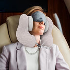 Travel Neck Pillow with Noise Reduction Ear Muffs, U Shape Airplane Pillow with Noise Cancelling Earmuffs, Neck Support Plane Pillow for Office High Speed Train Sleeping - Image 3