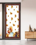 Window Privacy Film Frosted, Thanksgiving Fall Non-Adhesive Static Cling Window Tint, Turkey Sunflowers Pumpkin Brown Striped Insulated Windows Frosted Films for Living Room, 35.4 x 78.7 Inches - Image 5