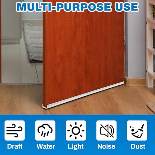 FoldTier 1 Pcs 48'' U Shaped Door Sweep for Bottom of Exterior Door, White | Fit 1-3/4 Wide Door, Slide on PVC Adjustable Double Bubble Bottom Seal & Screw, Energy Efficient, Blocks Dust/ Insects/ Noise - Image 3