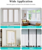 Window Privacy Film Frosted, Modern Minimalist Reusable Static Cling Window Tints, Rustic Leaves Stripes Pattern Purple Heat Control Windows Films for Offices, Balcony, 29.5 x 118 Inches - Image 7