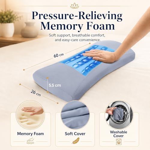 Lumbar Support Pillow for Bed Relief Lower Back Pain with Cooling Gel: Sciatica Lower Back Pillow for Sleeping-Memory Foam Waist Pillow for Side/Back/Stomach Sleepers-Bed Rest Pillow for Car, Sofa - Image 2