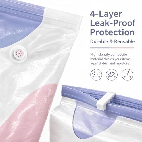 No Pump Vacuum Storage Bags, Press & Seal Space Saver Compression Bag for Clothes, Comforters, Blankets, Bedding (X-Large) - Image 3