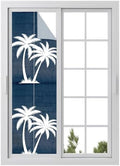 Window Privacy Film Frosted, Navy Blue Palm Trees Reusable Static Cling Window Tints, Summer Coastal Tropical Botanical Heat Control Windows Films for Offices, Balcony, 29.5 x 118 Inches by Unknown