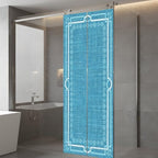 Window Privacy Film Frosted, Azure Blue Botanical Static Cling Door Window Covering, Vintage Florals Geometric Minimalist UV Blocking Windows Film for Office, Hotel, Bedroom, 29.5 x 78.7 Inches - Image 5