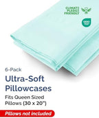 Queen Pillow Cases - 6 Pack Soft Pillowcase Covers - 20" x 30" (Spa Blue) - Image 2