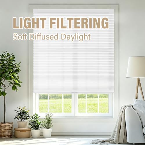 AOSKY No Drill Cordless Light Filtering Cellular Shade 27" W x 48" H White - Image 6