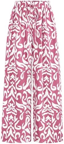 PRETTYGARDEN Womens Pants Elastic Waist Striped Lightweight Palazzo Pant by PRETTYGARDEN