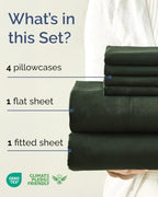 Cal King 6 Piece Bed Sheet Set - Breathable & Cooling Sheets - Forest Green - Image 2