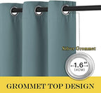 NICETOWN Blackout Curtains 66 inches Long, Grommet Window Treatment Thermal Insulated Solid Blackout Curtains/Panels/Drapes for Bedroom, Greyish Blue, Set of 2, W66 x L66 - Image 2