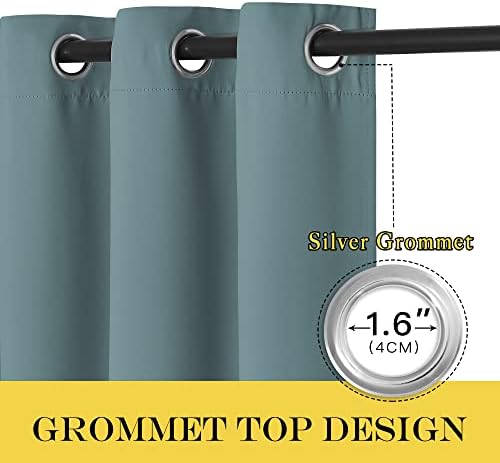 NICETOWN Blackout Greyish Blue Curtain & Drape 102 inches Long - Energy Saving Thermal Drape Grommet Sound Reducing Light Blocking Window Treatment for Bedroom (1 Panel, W66 x L102) - Image 3