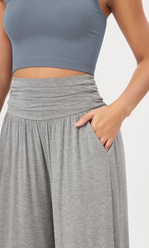 ODODOS Women's Wide Leg Palazzo Lounge Cropped Pants with Pockets Light Weight Comfy Pajama Capri Pants-20/22"/ 24" Inseam - Image 3