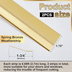 Zonon 1-3/4" W x 17.72' L Spring Bronze Weather Stripping Metal Brass Weather Strip Copper Weatherstripping for Exterior Old Door or Window Seal with Mounting Nails(Flat) - Image 2