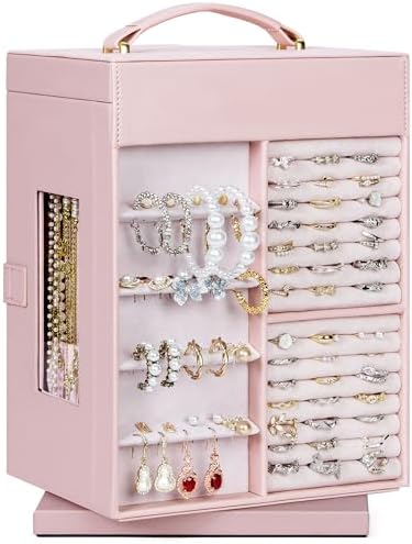 AKOZLIN 6-Tier Jewelry Box Organizer 5 Drawers Storage M-L Pink - Image 3