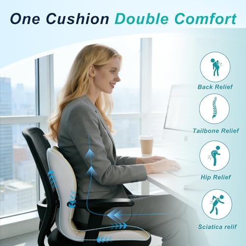 Seat Cushion for Office Chair, Ergonomic Cushion with Lumbar Support Pillow - Image 4