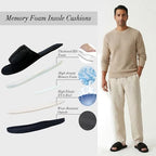 Men's Open Toe Slippers, 60D Memory Foam Indoor Slip on All-Season Wear - Image 4