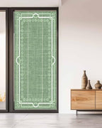 Window Privacy Film Frosted, Olive Green Botanical Non-Adhesive Static Cling Window Tint, Vintage Florals Geometric Minimalist Insulated Windows Frosted Films for Living Room, 35.4 x 78.7 Inches - Image 5