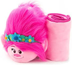 Trolls Armrest Buddy Stuffed Plush Travelling Toy with Blanket 13” - Kids Ultimate Travel Pillow Companion Set (Queen Poppy) by Trolls