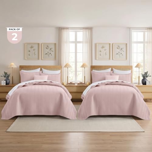 IR Imperial Rooms Queen Quilt Set Baby Pink Bedspread Wave 2 Pack - Image 5