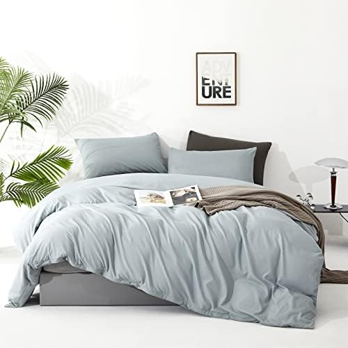 Luxlovery Blue Comforter Set Full Haze Blue Bedding Set Minimalist Bedding Set Soft Breathable Blanket Quilt All Season Comforter Set for Full Bed - Image 3