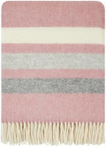 New Zealand Virgin Wool Throw Blanket, Indoor & Outdoor Blankets and Throws, Striped Soft Blanket with Fringes, 55 x 79 in (140 x 200 cm), Pink, Gray, & White by Cozy+Blankets