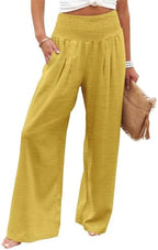 Angerella Womens Elastic High Waisted Palazzo Pants Casual Wide Leg Long Lounge Pant Trousers with Pocket by Angerella