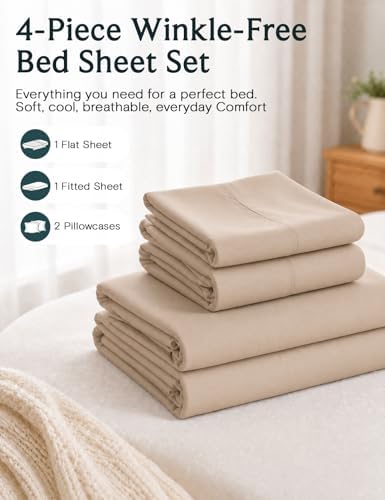 Cal King Size Sheets Set, Cooling & Soft Deep Pocket Bed Sheets, 4PC - Image 6