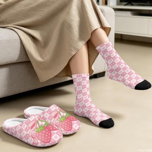 Fuzzy Slipper with Socks for Women Slip On House Slipper and Socks Set Cozy Fuzzy Slippers for Indoor - Image 4