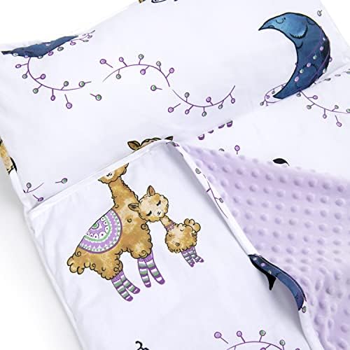 JumpOff Jo Nap Mat for Kids - Cozy Kids Rest Mat with Removable Pillow and Ultra Soft Blanket for Preschool, Daycare, and Sleepovers - Llama & Mama - Image 5