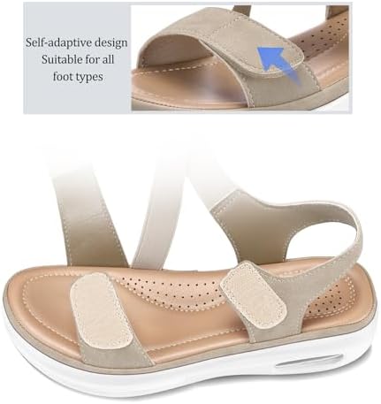 mysoft Women's Comfortable Walking Sandals Platform Wedge Ankle Strap - Image 6