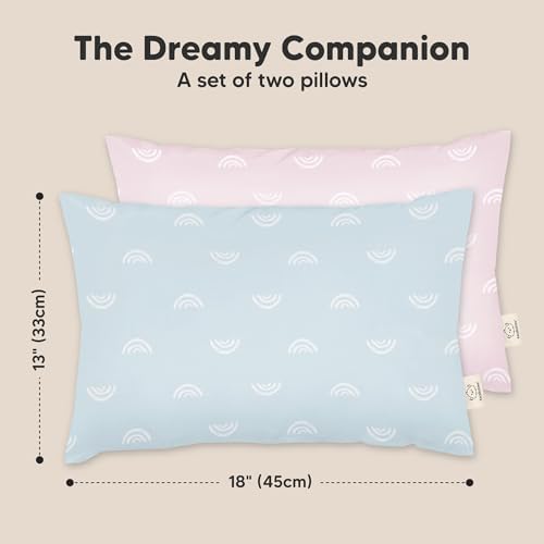 2pk Toddler Pillows 2 Year Old to 5,13x18 Kids Pillow (Pastel Rainbow) - Image 3
