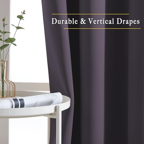 NICETOWN Blackout Bedroom Curtains 66 inches Long, Grommet Room Darkening Thermal Insulated Window Treatments for Home Office/Kids Room, Greyish Purple, 2 Panels, W66 x L66 - Image 5