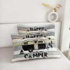 HOSIMA Travel Trailer Print Vintage Camper Twin Quilt with 2 Pillowcases. - Image 6