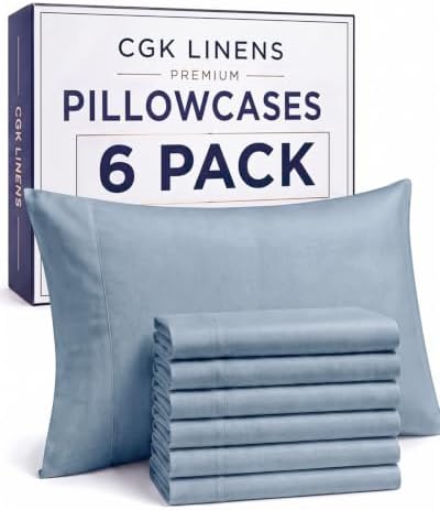 Standard Pillow Cases - 6 Pack Pillowcases, 20" x 26" - Heathered Blue by CGKUnlimited