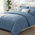 CozyLux Oversized Queen Comforter Set Dusty Blue - 7 Pieces Bed in a Bag by CozyLux