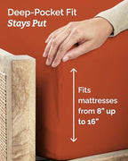 Twin XL 4 Piece Sheet Set - College Dorm Room Essentials - Terracotta - Image 4