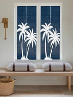 Window Privacy Film Frosted, Navy Blue Palm Trees Reusable Static Cling Window Tints, Summer Coastal Tropical Botanical Heat Control Windows Films for Offices, Balcony, 29.5 x 118 Inches - Image 5