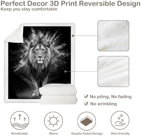 Sleepwish Lion Inches Dark Wildlife Sherpa Blanket King - Image 7