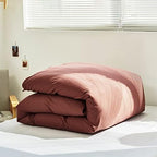 Luxlovery Brick Red Comforter Set Full Dark Rust Bedding Comforter Set Full Solid Blackish Red Soft Breathable Blanket Quilts 3 Piece Bedding Set Women Men Adults Teens - Image 5