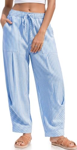 TARSE Womens Linen Barrel Pants Casual Summer Travel Lounge Trousers by TARSE