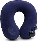 Travel Pillow Push-Button Inflatable U Shaped Neck for Support Airplanes with Packsack and Luggage Clip by Unknown