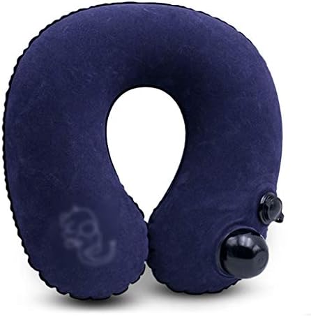 Travel Pillow Push-Button Inflatable U Shaped Neck for Support Airplanes with Packsack and Luggage Clip by Unknown
