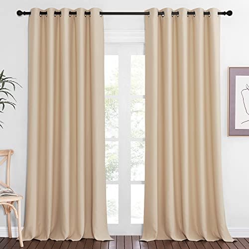 NICETOWN Blackout Curtain 102 inch Length, Grommet Thermal Curtain Room Darkening Sound Blocking Window Drape for Sliding Glass Door/Living Room (Biscotti Beige, W66 x L102, 1 Panel) by NICETOWN